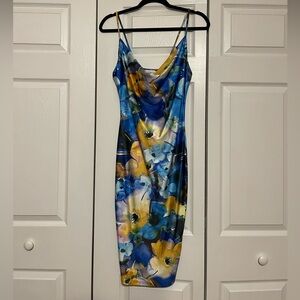 Floral Blue and Yellow Women's Dress